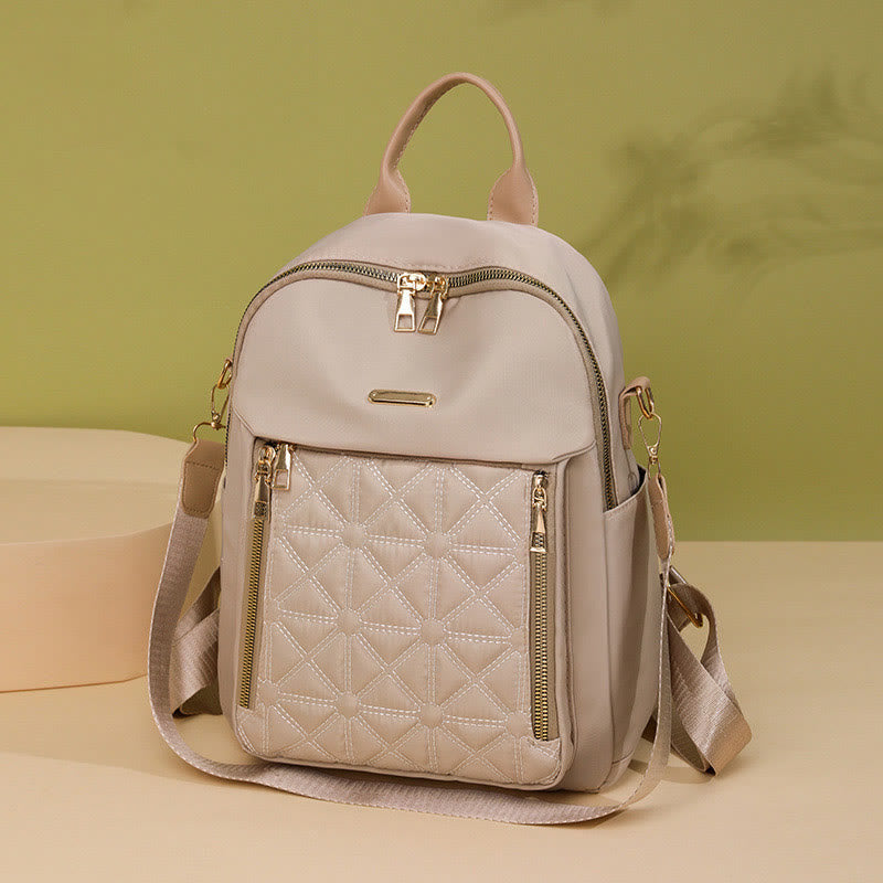 Mehrtaschen-Stepp-Rucksack-Schultertasche für Frauen mit Schulterriemen