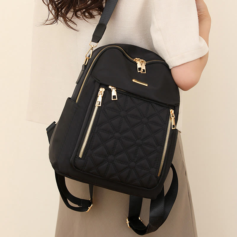 Mehrtaschen-Stepp-Rucksack-Schultertasche für Frauen mit Schulterriemen
