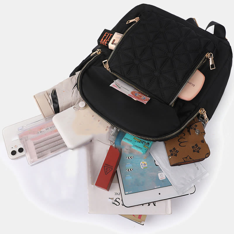 Mehrtaschen-Stepp-Rucksack-Schultertasche für Frauen mit Schulterriemen