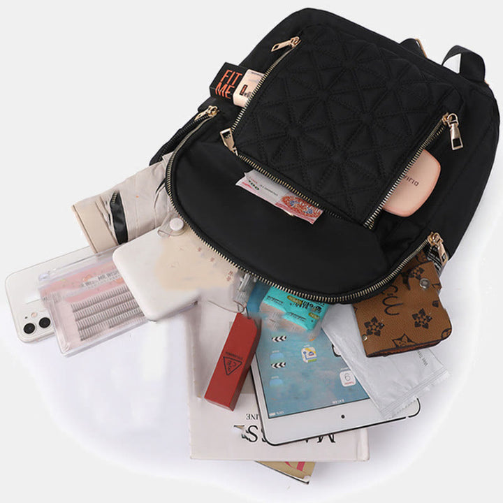 Mehrtaschen-Stepp-Rucksack-Schultertasche für Frauen mit Schulterriemen