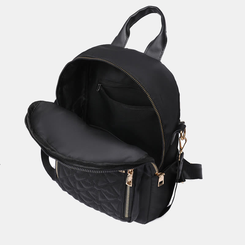 Mehrtaschen-Stepp-Rucksack-Schultertasche für Frauen mit Schulterriemen