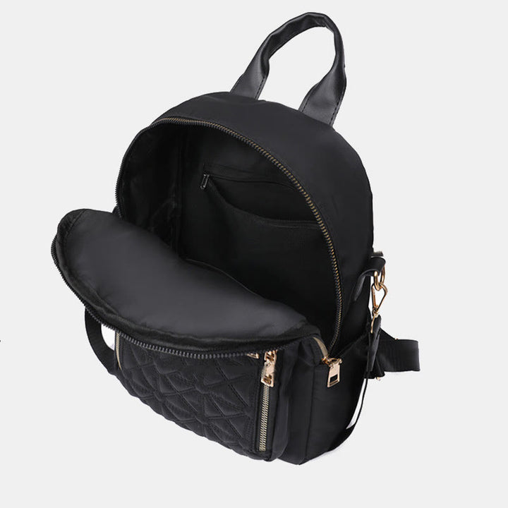 Mehrtaschen-Stepp-Rucksack-Schultertasche für Frauen mit Schulterriemen