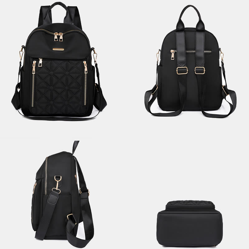 Mehrtaschen-Stepp-Rucksack-Schultertasche für Frauen mit Schulterriemen