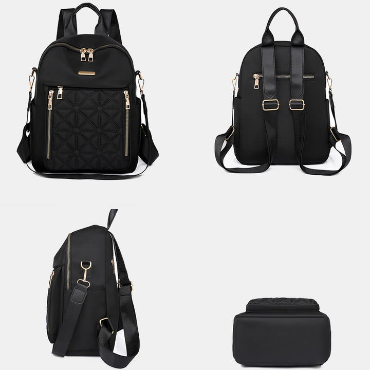 Mehrtaschen-Stepp-Rucksack-Schultertasche für Frauen mit Schulterriemen