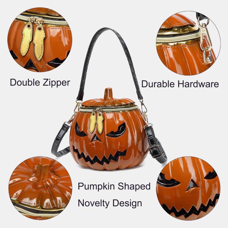 Neuheit Kürbisförmige Handtasche Umhängetasche Halloween Kürbis Geldbörse