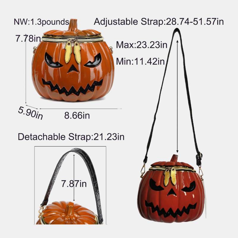 Neuheit Kürbisförmige Handtasche Umhängetasche Halloween Kürbis Geldbörse
