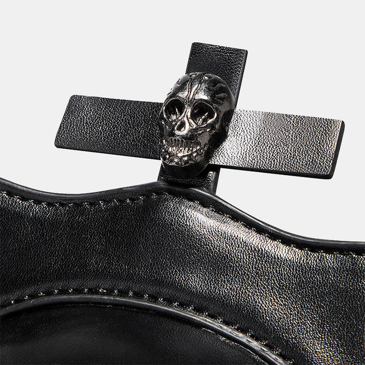 Gotische Schwarze Handtaschen Totenkopf Kreuz Design Handtasche Umhängetasche