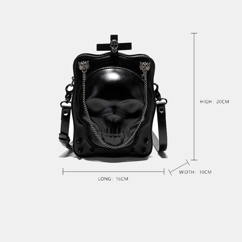 Gotische Schwarze Handtaschen Totenkopf Kreuz Design Handtasche Umhängetasche