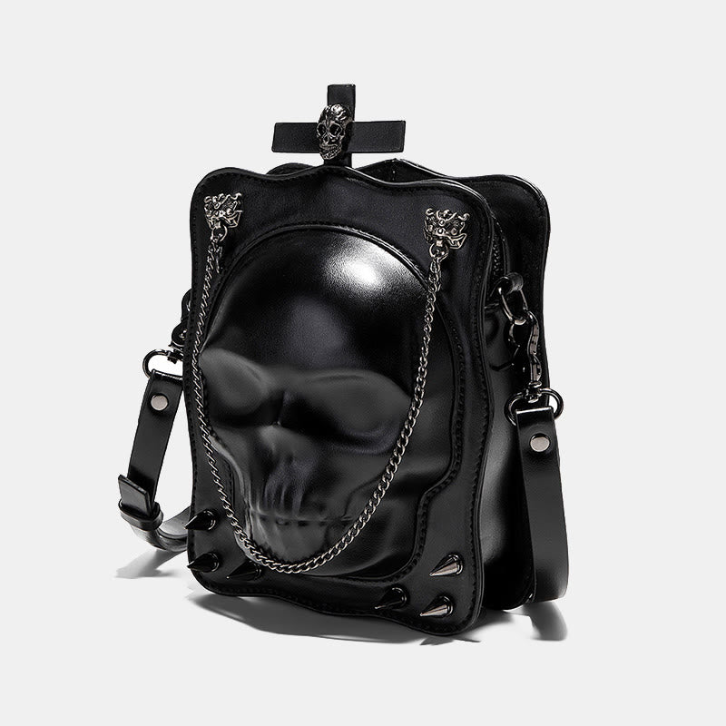 Gotische Schwarze Handtaschen Totenkopf Kreuz Design Handtasche Umhängetasche