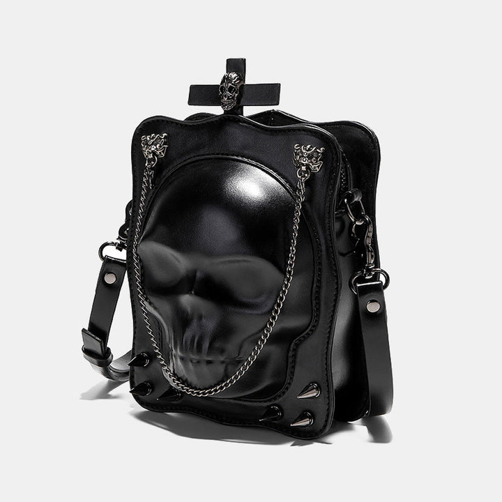 Gotische Schwarze Handtaschen Totenkopf Kreuz Design Handtasche Umhängetasche