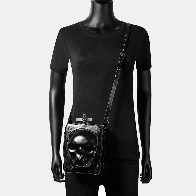 Gotische Schwarze Handtaschen Totenkopf Kreuz Design Handtasche Umhängetasche
