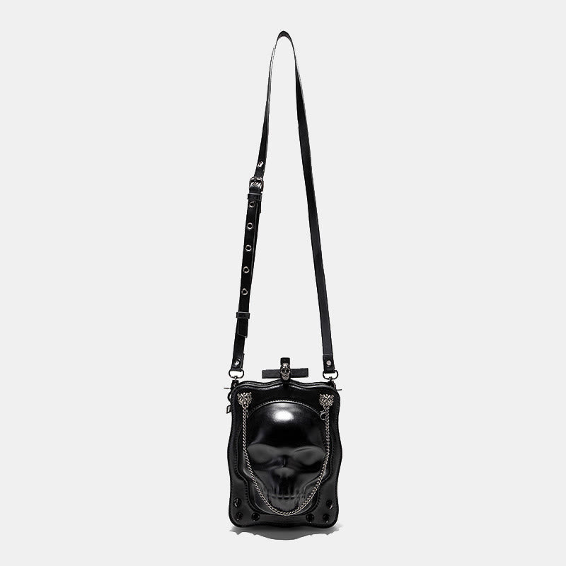 Gotische Schwarze Handtaschen Totenkopf Kreuz Design Handtasche Umhängetasche
