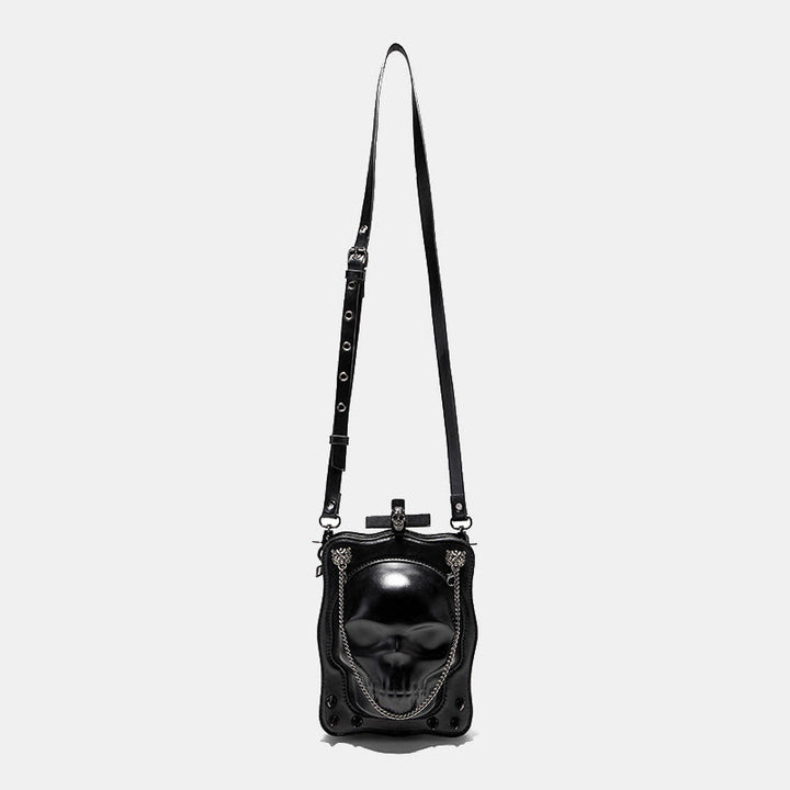 Gotische Schwarze Handtaschen Totenkopf Kreuz Design Handtasche Umhängetasche