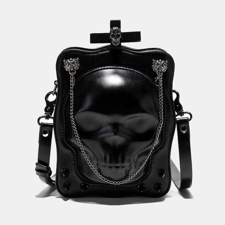 Gotische Schwarze Handtaschen Totenkopf Kreuz Design Handtasche Umhängetasche