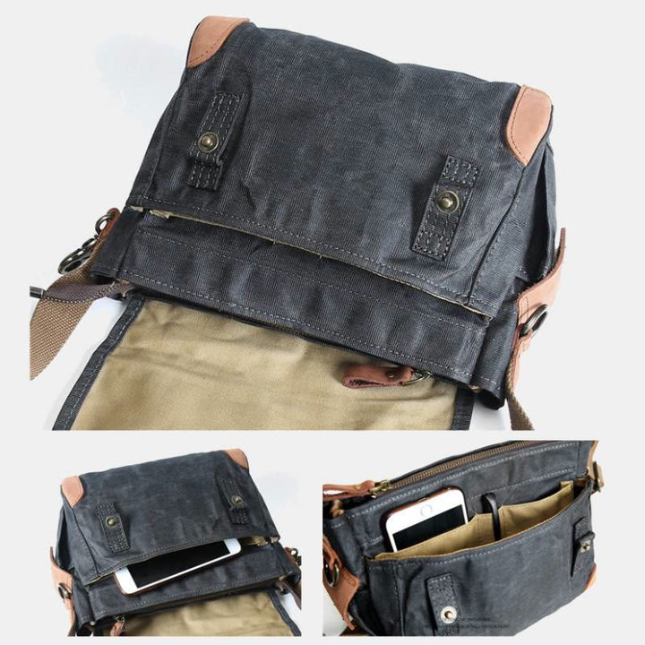 Retro-Umhängetasche für Männer, wasserdichte Commutor Canvas Messenger Geldbörse
