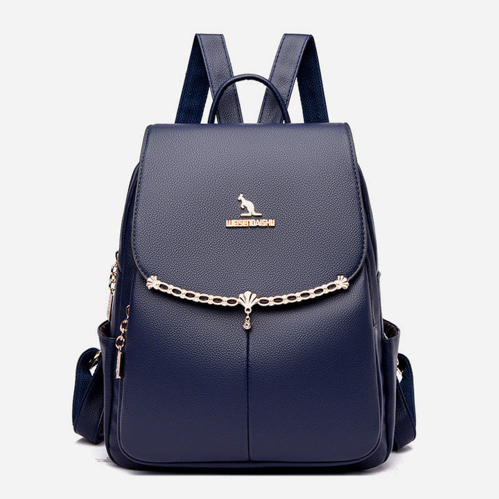 Lederrucksack für Damen, kurze Reise, einfacher, einfarbiger Tagesrucksack