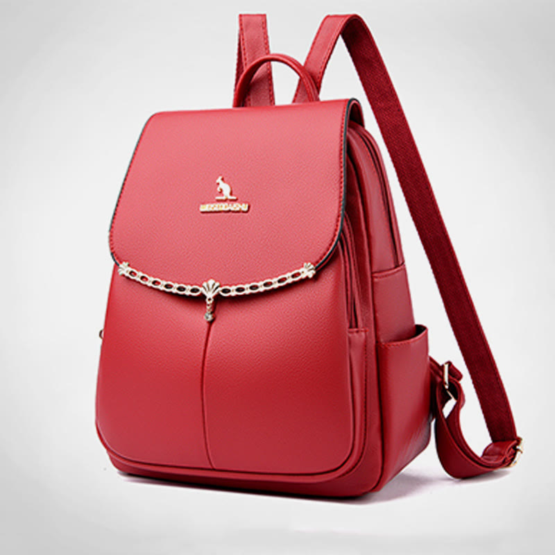 Lederrucksack für Damen, kurze Reise, einfacher, einfarbiger Tagesrucksack