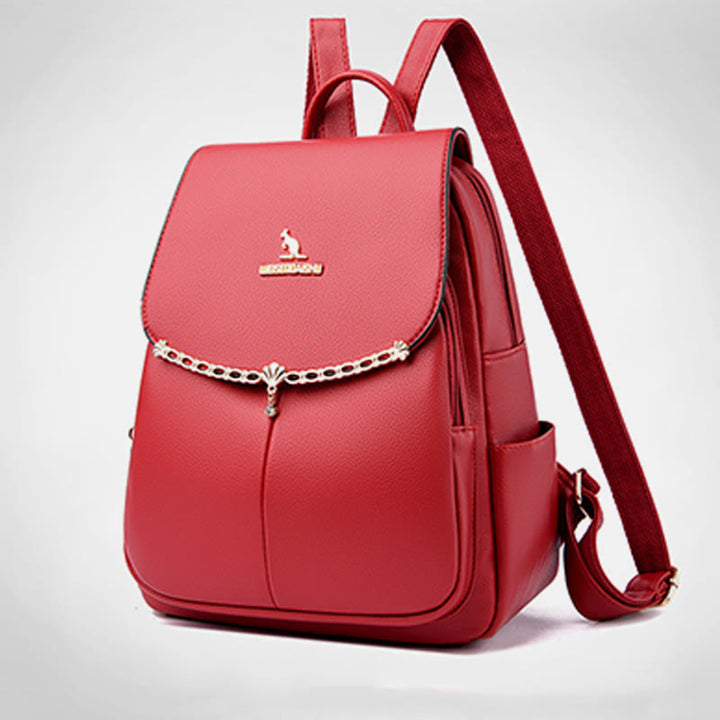 Lederrucksack für Damen, kurze Reise, einfacher, einfarbiger Tagesrucksack