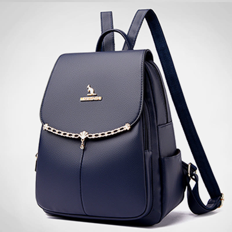 Lederrucksack für Damen, kurze Reise, einfacher, einfarbiger Tagesrucksack