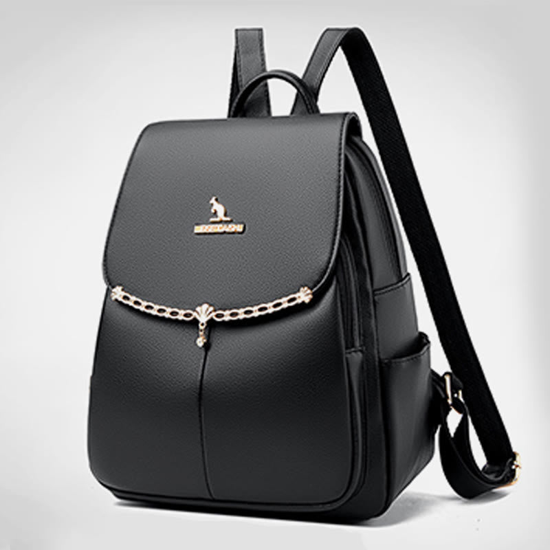 Lederrucksack für Damen, kurze Reise, einfacher, einfarbiger Tagesrucksack
