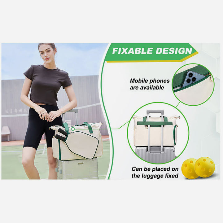 Große Umhängetasche mit Pickleball-Schläger und Schuhfach