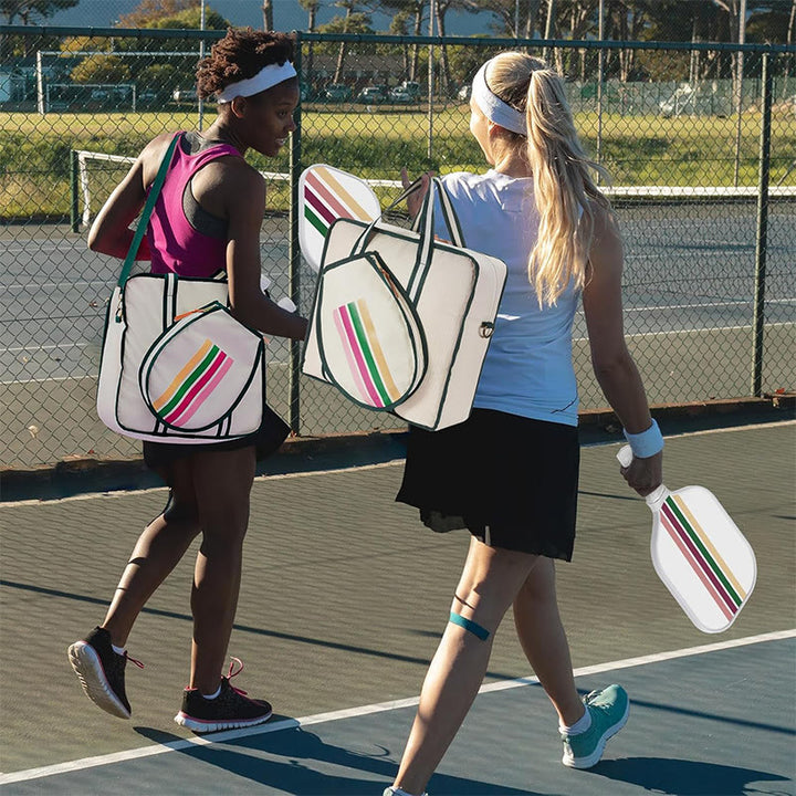 Stilvolle gestreifte Pickleball-Tragetasche mit verstellbarem Riemen als Umhängetasche