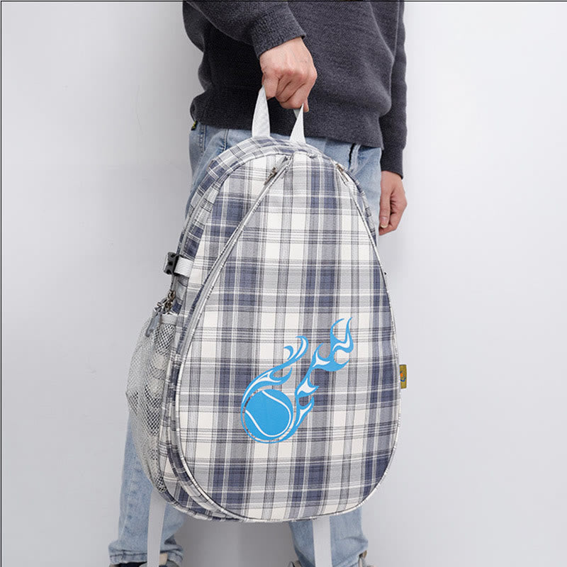 Tennisschläger-Rucksack mit Karomuster und Schuhfach