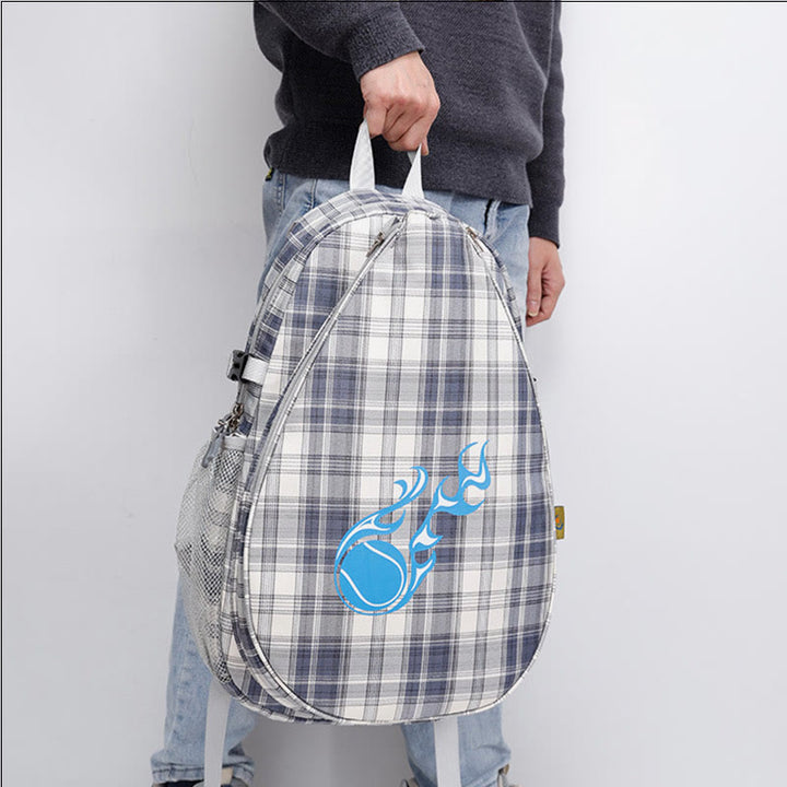 Tennisschläger-Rucksack mit Karomuster und Schuhfach