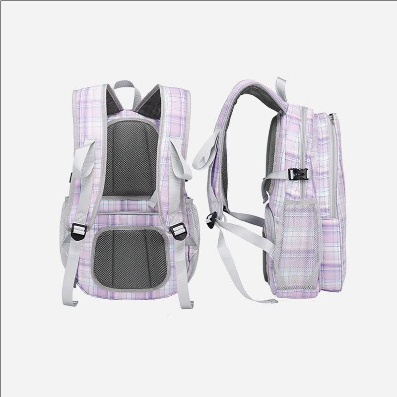 Tennisschläger-Rucksack mit Karomuster und Schuhfach