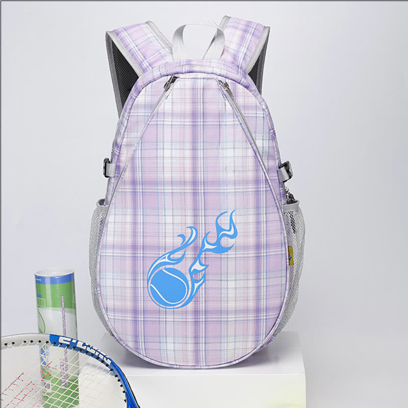 Tennisschläger-Rucksack mit Karomuster und Schuhfach