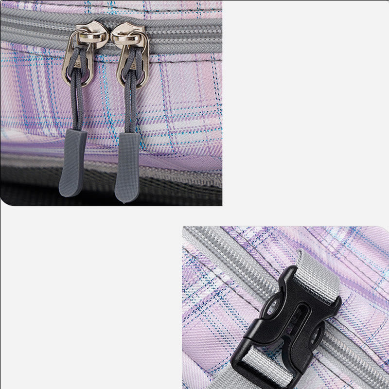 Tennisschläger-Rucksack mit Karomuster und Schuhfach