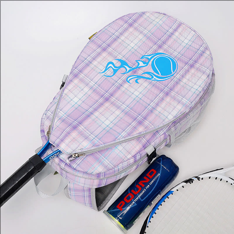 Tennisschläger-Rucksack mit Karomuster und Schuhfach