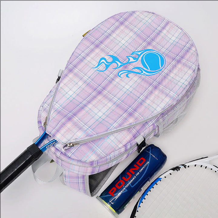 Tennisschläger-Rucksack mit Karomuster und Schuhfach