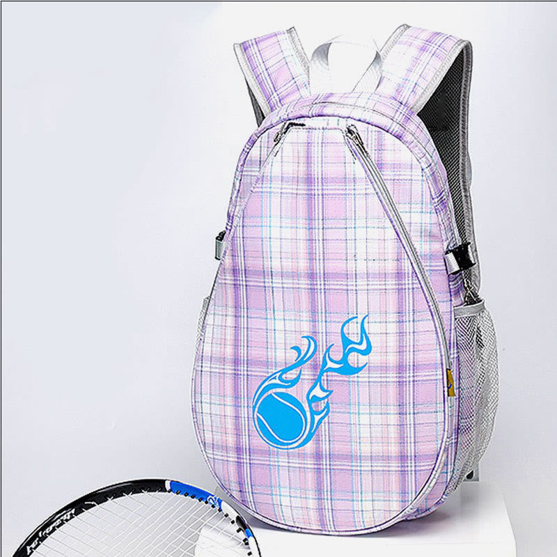 Tennisschläger-Rucksack mit Karomuster und Schuhfach