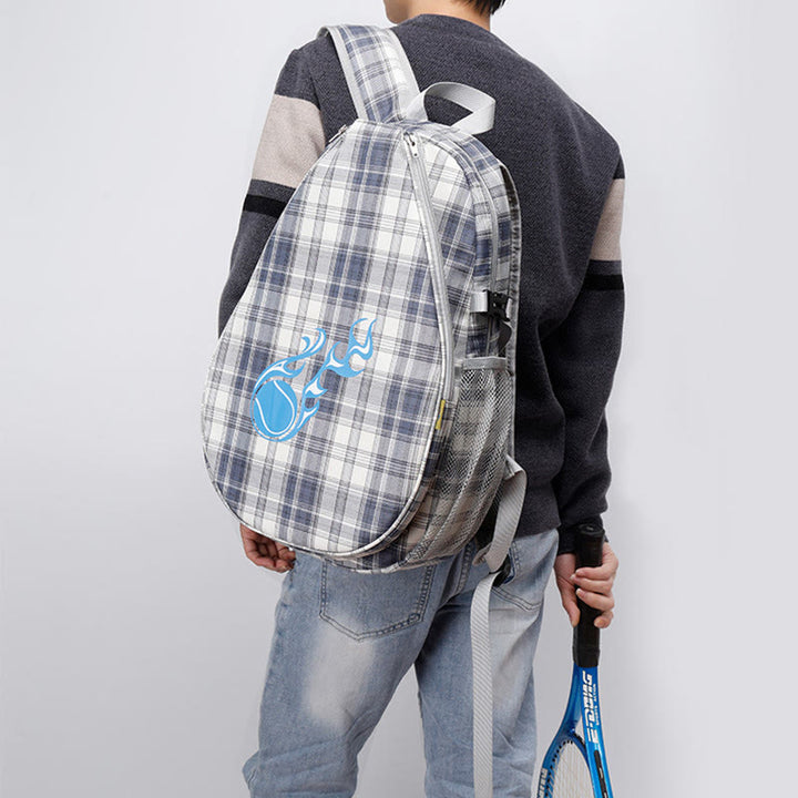 Tennisschläger-Rucksack mit Karomuster und Schuhfach