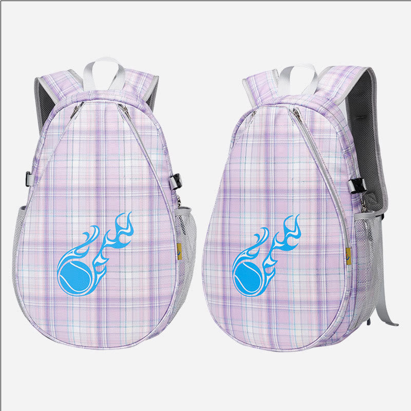 Tennisschläger-Rucksack mit Karomuster und Schuhfach