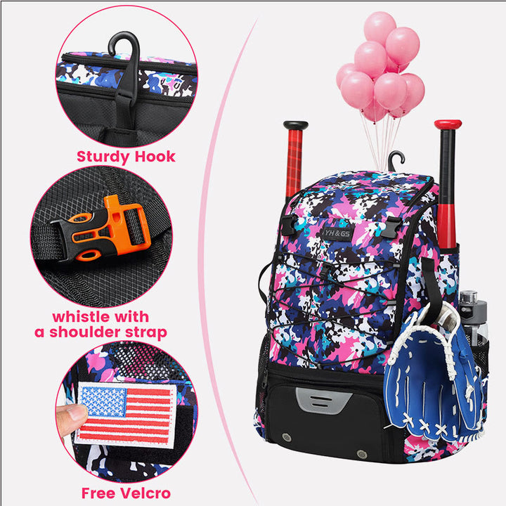 Baseball-Rucksack, Ausrüstungstasche, Softball-Schlägertasche mit Schuhfach