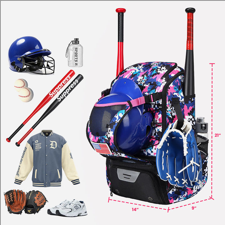 Baseball-Rucksack, Ausrüstungstasche, Softball-Schlägertasche mit Schuhfach