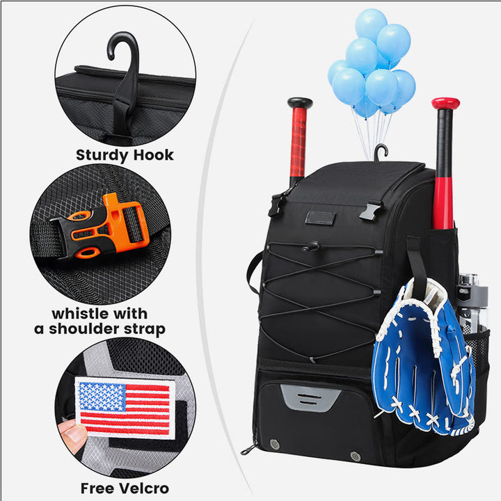 Baseball-Rucksack, Ausrüstungstasche, Softball-Schlägertasche mit Schuhfach