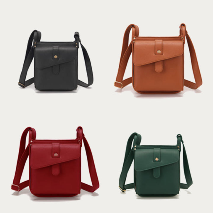 Kleine Umhängetasche aus weichem, gekrispeltem veganen Leder im Vintage-Stil mit mehreren Taschen
