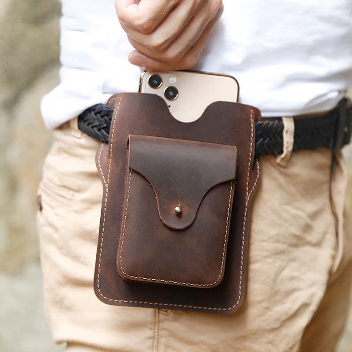 Handy-Holster aus echtem Leder, 6,5 Zoll, Gürteltasche für Handys, Hüfttasche mit Gürtelschlaufe 