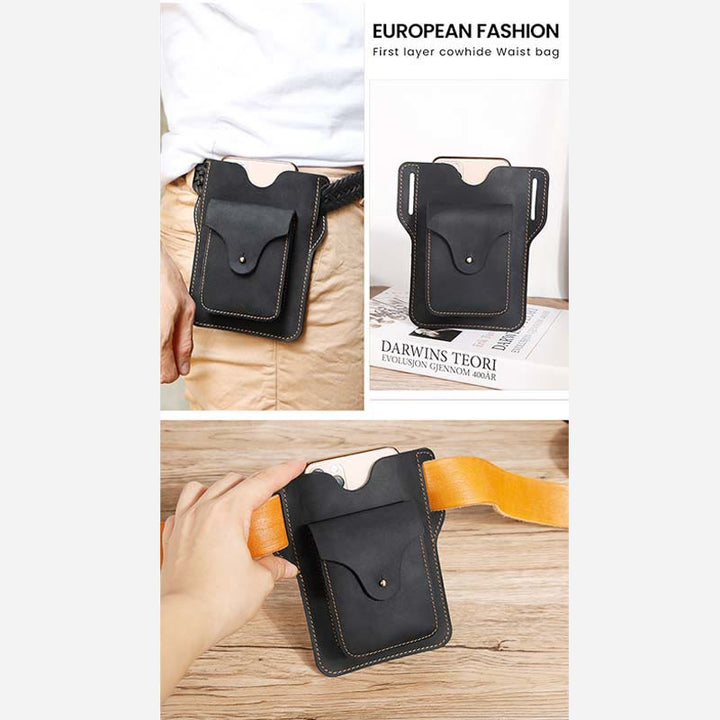 Handy-Holster aus echtem Leder, 6,5 Zoll, Gürteltasche für Handys, Hüfttasche mit Gürtelschlaufe 