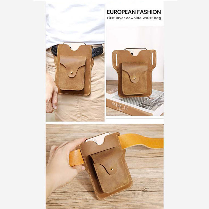 Handy-Holster aus echtem Leder, 6,5 Zoll, Gürteltasche für Handys, Hüfttasche mit Gürtelschlaufe 