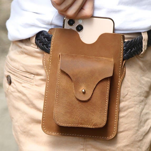 Handy-Holster aus echtem Leder, 6,5 Zoll, Gürteltasche für Handys, Hüfttasche mit Gürtelschlaufe 