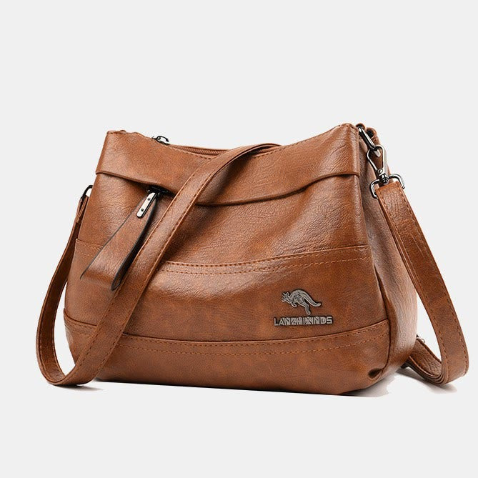 Handtasche aus Leder mit drei Fächern, kleine, lässige Umhängetasche