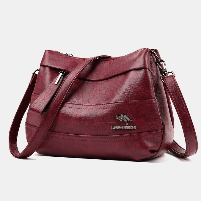Handtasche aus Leder mit drei Fächern, kleine, lässige Umhängetasche