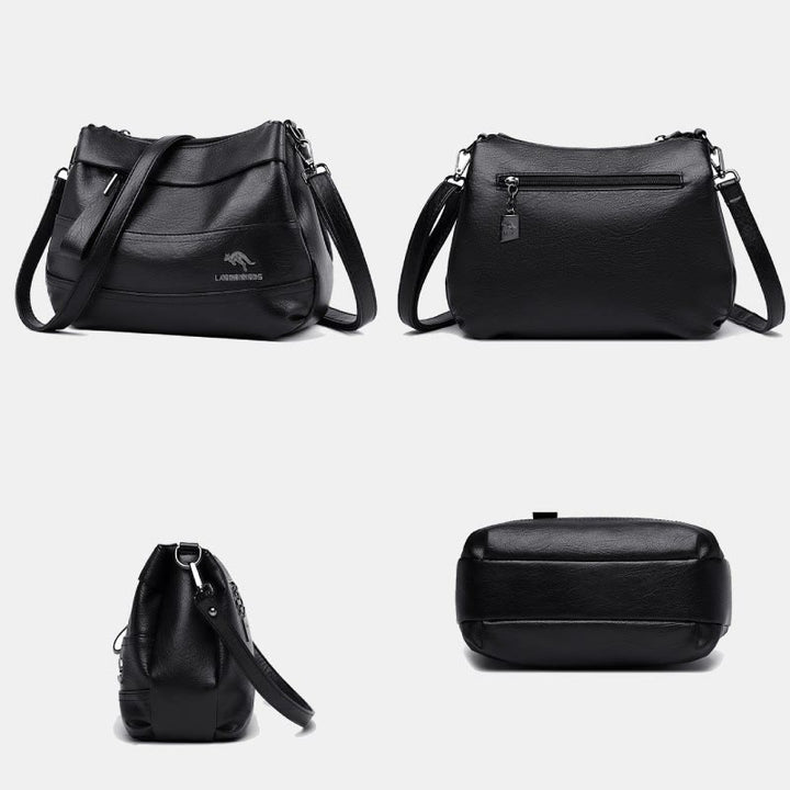 Handtasche aus Leder mit drei Fächern, kleine, lässige Umhängetasche