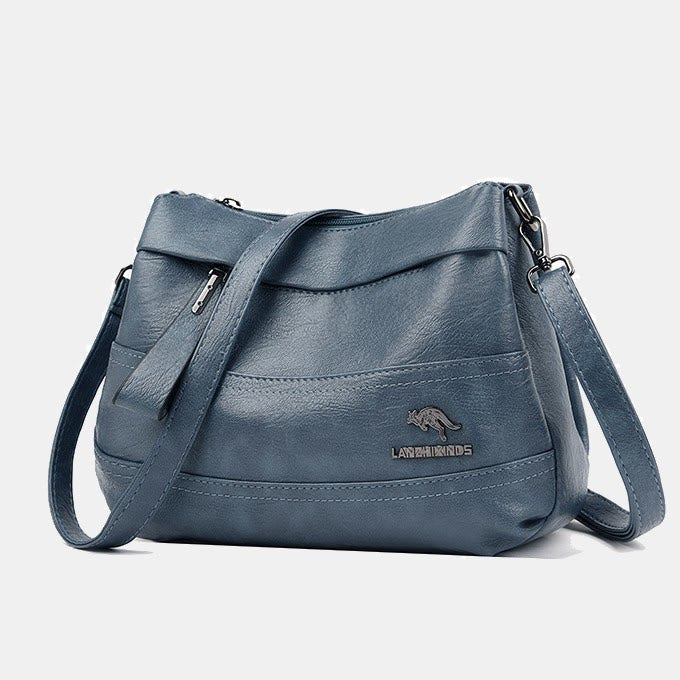 Handtasche aus Leder mit drei Fächern, kleine, lässige Umhängetasche