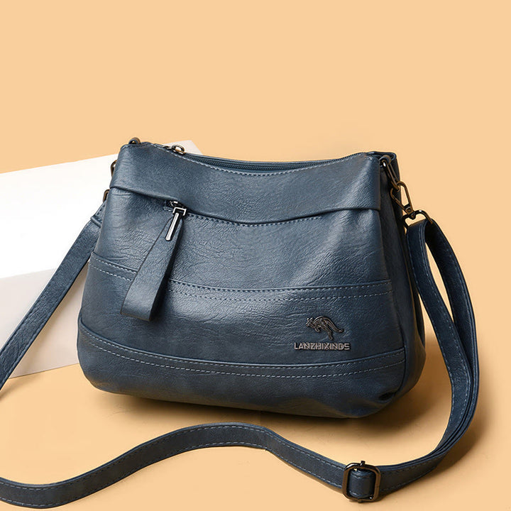 Handtasche aus Leder mit drei Fächern, kleine, lässige Umhängetasche