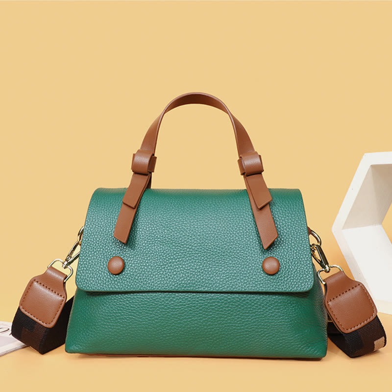Retro-Tasche mit Henkel für Damen aus Leder mit Litschi-Muster